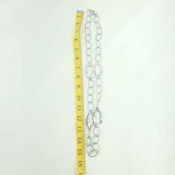 Milor Womens Silver Stainless Steel China Silver Tone Oval Link Chain Necklace - Picture 5 of 10